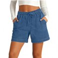 thumbnail image 2 of Vhkiploz Plus Size Summer Board Shorts for Women's Drawstring Beachwear Bermuda Shorts Solid Color Wide Leg Running Shorts with Side Pockets, 2 of 10