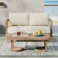 thumbnail image 7 of GDF Studio Aston Outdoor Acacia Wood Loveseat and Coffee Table with Cushions, Brown Wash, Beige, 7 of 7