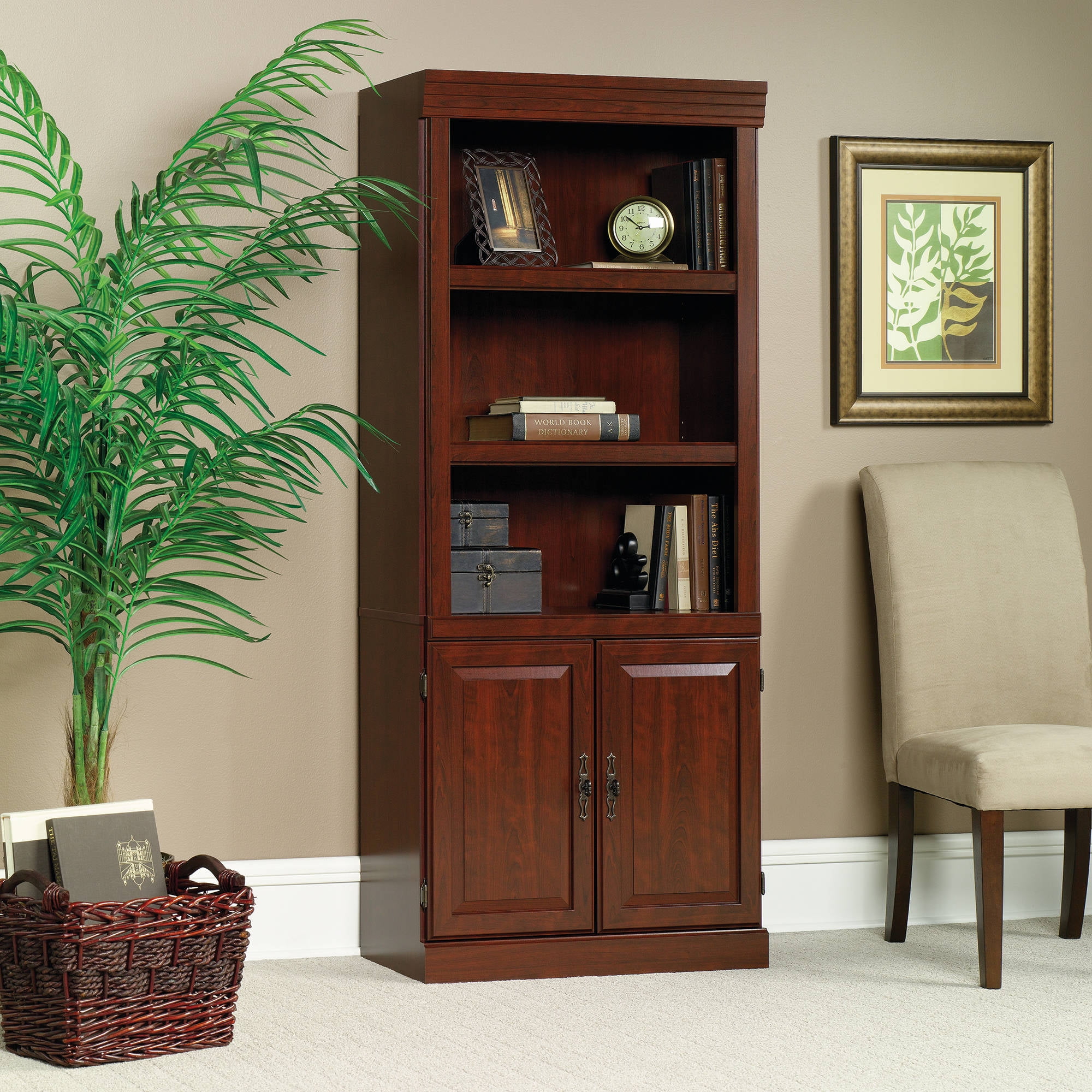 Sauder 71 Heritage Hill Library With Doors Classic Cherry Finish