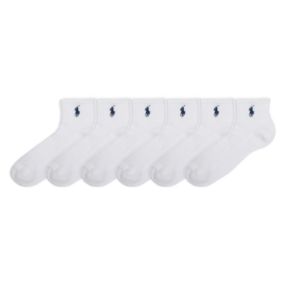 Polo Ralph Lauren Women's Cushion Quarter Socks (6 Pairs), White, 4-10