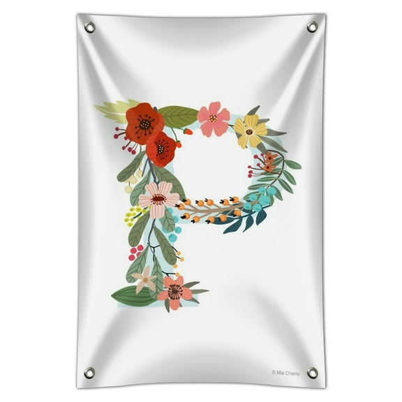 Letter P Floral Monogram Initial Home Business Office Sign