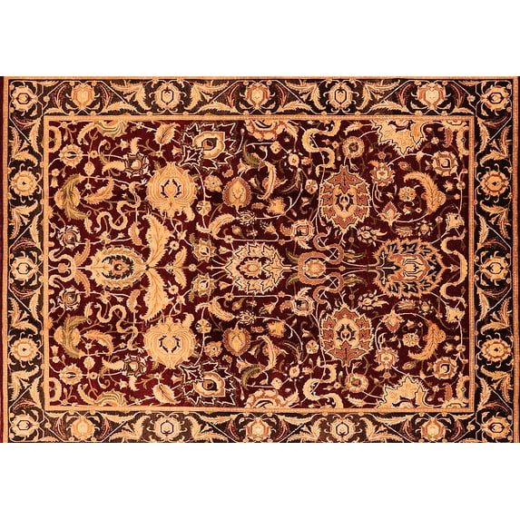 Ahgly Company Indoor Rectangle Oriental Orange Industrial Area Rugs, 5' x 7'