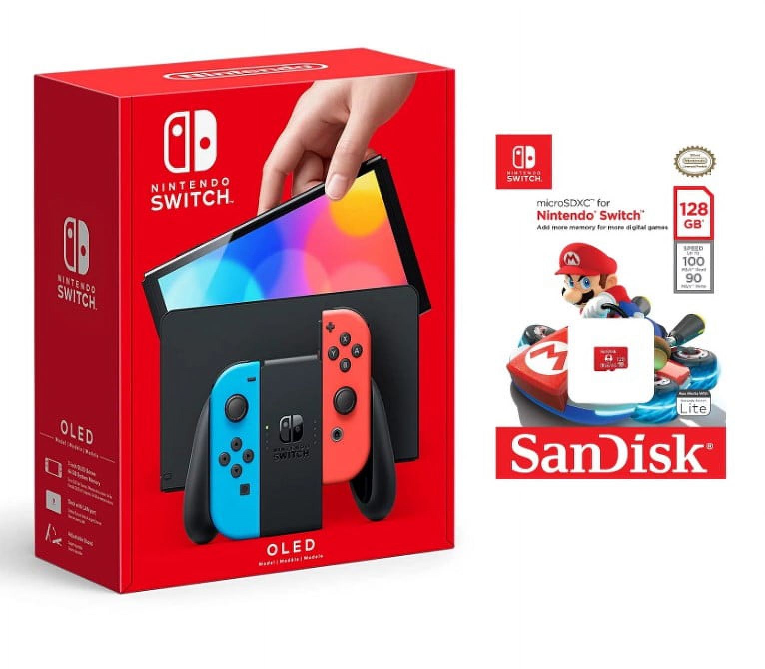Nintendo Switch OLED (Sw Oled) Model w/ Neon Red & Neon Blue Jo