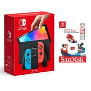 Nintendo Switch OLED (Sw Oled) Model w/ Neon Red & Neon Blue Jo