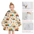 thumbnail image 6 of Cartoon Construction Vehicles Traffic Cones Blanket Hoodies for Kids 6-13YR Oversize Wearable Blanket Hoodies for Boys Girls Teens, 6 of 7