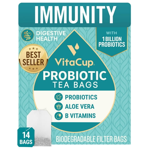 VitaCup Probiotic Blend Tea Boost Immunity + Improve Gut Health Infused with Probiotics