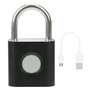 Smart Fingerprint Padlock Electric Lock Long Standby Time Micro USB Charging for Gym Fitness CabinetsBlack