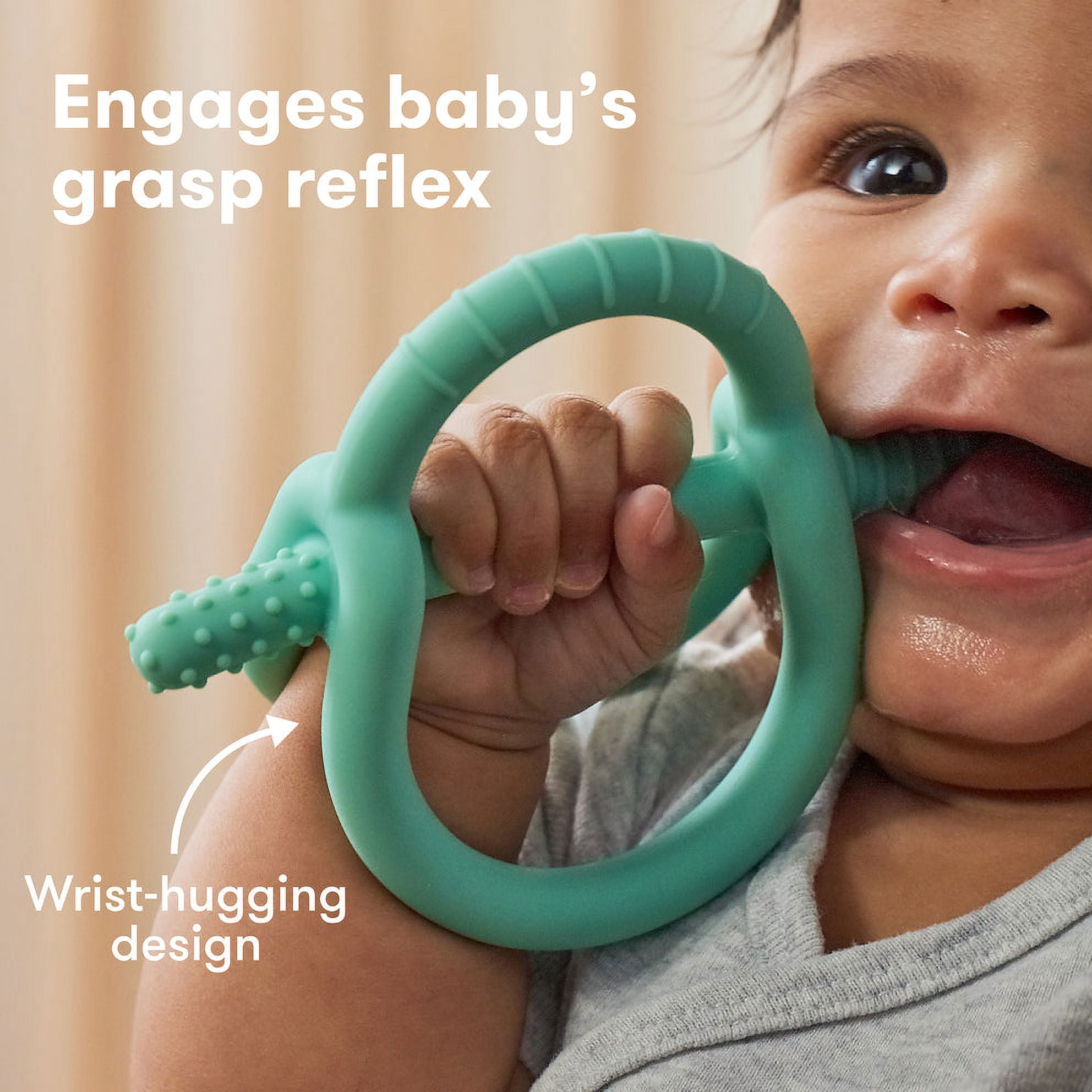 Frida Baby Get-A-Grip Teether for Babies, Teal, 3+ Months