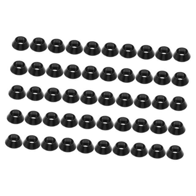 50 Pcs Joint de Tasse Conique Vis M5 Cône Laveur Valve de Service Réfrigérateur Joint Conique Tête de Tasse de Remplacement Joint de Tasse Conique Entretoises de Roue Alliage d'Aluminium Noir