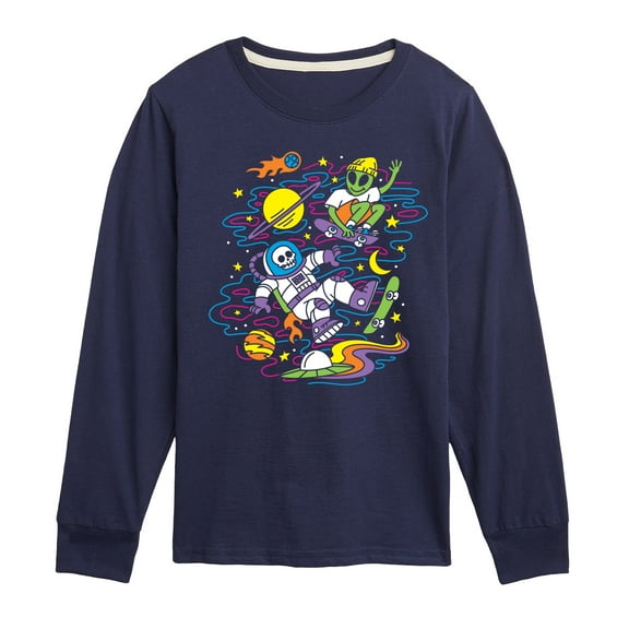 Instant Message - Skateboarders In Space - Toddler & Youth Long Sleeve Graphic T-Shirt
