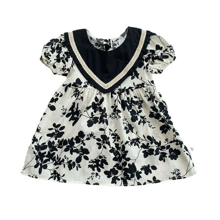 

adviicd Toddler Dress Up Clothes For Girls Girl s Summer Dresses Ruffle Sleeve Tiered Swing Midi Casual Sundress with Pockets Black 2-3 Years