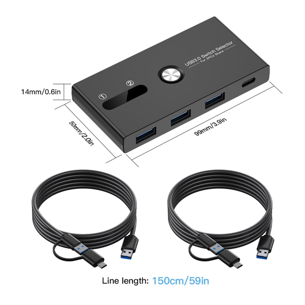 For 2 Computers KVM Switching Box USB C And USB Switcher For Office And Home Use Connects Multiple Devices