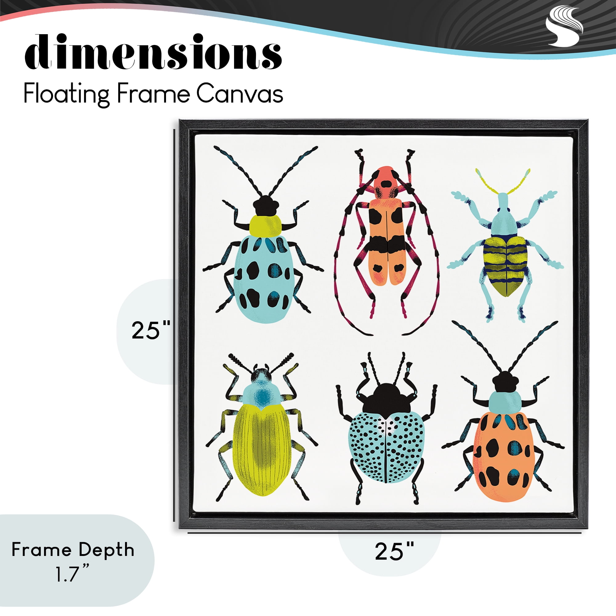 Stupell Industries Beetles & Bugs Collection Black Framed Floater Canvas Wall Art, design by Metka Hiti