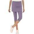 thumbnail image 7 of Juslio Girls Pants Fashionable Girls Children's Vacation Two Piece Under Skirt Sports Yoga Leggings（Purple Capris， 150）, 7 of 7
