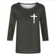 thumbnail image 4 of Mujeres Tres Cuartos de Manga Tops Moda Impresa Suelta Casual Cuello Redondo Suéter Blusa con Mangas 3/4, Mezcla de Poliéster para el Uso Diario de Verano, 4 of 5