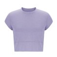thumbnail image 5 of Womens Oversized Crop Tops Workout Short Sleeve Round Neck T Shirts Summer Casual Loose Fit Basic Tee Shirts, 5 of 5