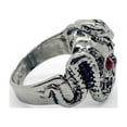 thumbnail image 2 of Cobra Skull Stainless Steel Ring with Red Ruby Inlay, 2 of 4