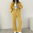 thumbnail image 7 of FRSASU Women's Temperament Commuting Suits Blazer Pants Set Lapel Button Business Casual Outfits for Work Professional Yellow XL(XL), 7 of 7