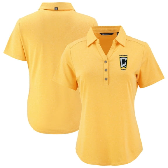 Women's Cutter & Buck  Heather Gold Columbus Crew Forge Eco Stretch Recycled Polo