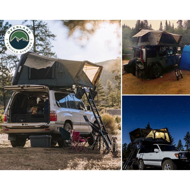 Overland Vehicle Systems Tent 18189901 Bushveld II; Vehicle Roof Top; Cantilever Design; Polyester Canvas; With Skylight Opening; With Cover; 2 Person Capacity