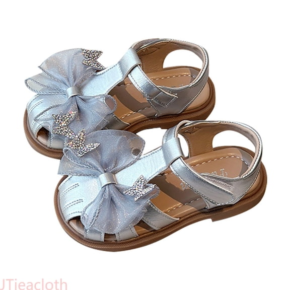 JTieacloth Girls Fashion Sandals With Bow Design Adjustable Straps For Toddler Kids Casual Outdoor Spring Summer Fall Girls Flat Sandals,Sizes 26 Little Kid(5-6 Years)