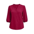 thumbnail image 4 of GUACER Half Sleeve Henley Blouses for Women V-Neck Button-Up Top Flowy Lightweight Shirts for Casual & Office Wear, 4 of 7