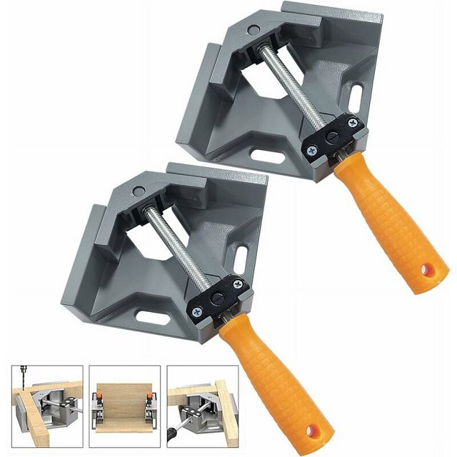 Desiderio 2 abrazaderas para juntas de 90° de aleación de aluminio, abrazadera de soldadura de esquina con mandíbula giratoria ajustable, para herramientas de carpintería, soldadura de carpintero