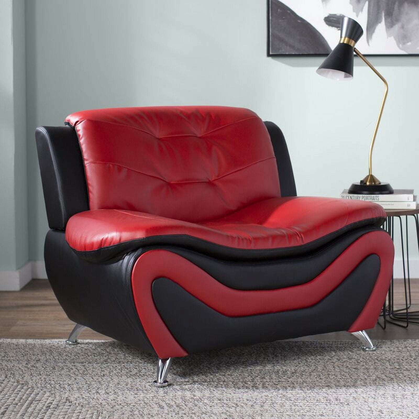 PonLiving Furniture Chicoine 3 Piece Living Room Set / Upholstery Color: Black/Red Chicoine 3 Piece Living Room Set / Upholstery Color: Black/Red