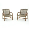 thumbnail image 6 of Euroco 2-Piece Outdoor Wicker Club Chair Set with Acacia Wood Frame and Weather-Resistant Design, 6 of 9