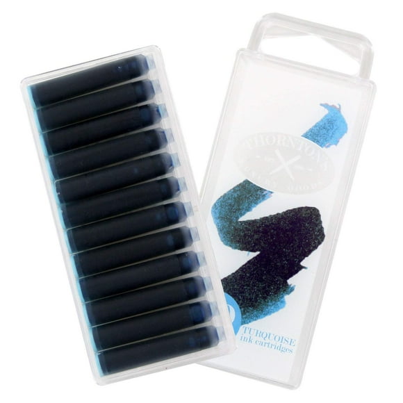 Thornton's Luxury Goods Cartouches d'Encre pour Stylo Plume Standard Court International Noir Lot de 12 Pratique et Sans Dégâts