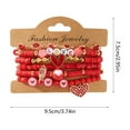 thumbnail image 3 of Rourlinge 5pc Valentines DayBracelets Trendy Clay Bead Bracelets Stack Gold Beaded Stretch Bracelets for Women Boho Stackable Bracelets Bulk Beaded Heart Red Bracelet, 3 of 5