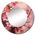 thumbnail image 2 of Designart "Deep Pink Cherry Blossoms Mosaic" Cherry Rund Mirror For Wall Decor - Large Pink Round Printed Mirror - Traditional Round Office Mirror - 23" x 23", 2 of 6