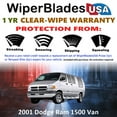 thumbnail image 2 of 2001 Dodge Ram 1500 Van Beam Wiper Blades Wipers w/1yr Warranty (Set of 2), 2 of 5