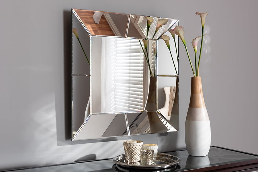 Baxton Studio Gerard Modern And Contemporary Silver Mirrored Square Accent Wall Mirror