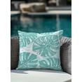 thumbnail image 3 of Outdoor Pillows Waterproof, Turquoise Monstera Deliciosa Throw Pillows with Inserts Included, Summer Botanical Tropical Indoor Outdoor Decorative Lumbar Pillow for Bed/Couch/Patio 18"x18", 1Pcs, 3 of 8