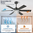 thumbnail image 3 of Ventilador de Techo con Lámpara y Control Remoto Fanyamei 52 Pulgadas Negro, 3 of 8