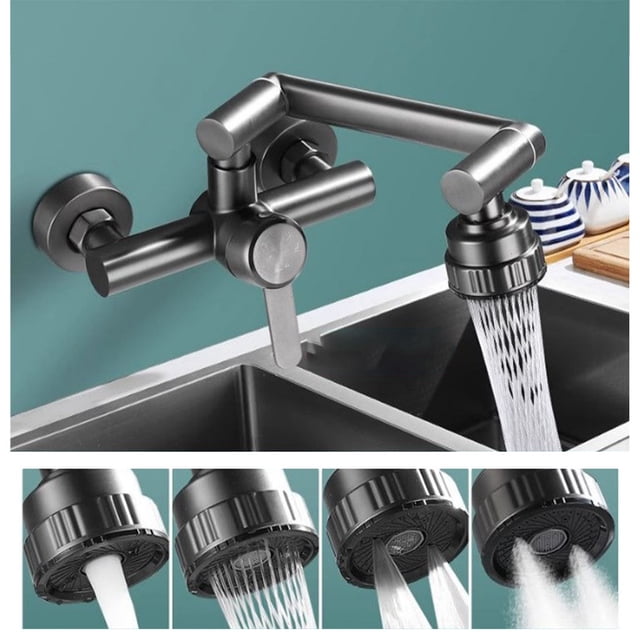 Stainless Steel Wall Mounted Faucet For 360 Degree Hot And Cold Water Faucet Gray