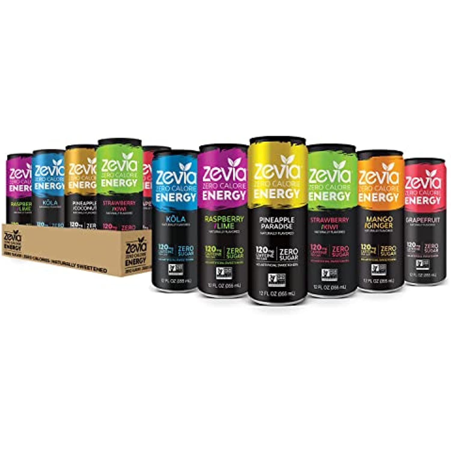 Zevia Zero Calorie Energy Drink, 6Flavor Essential Variety Pack, All