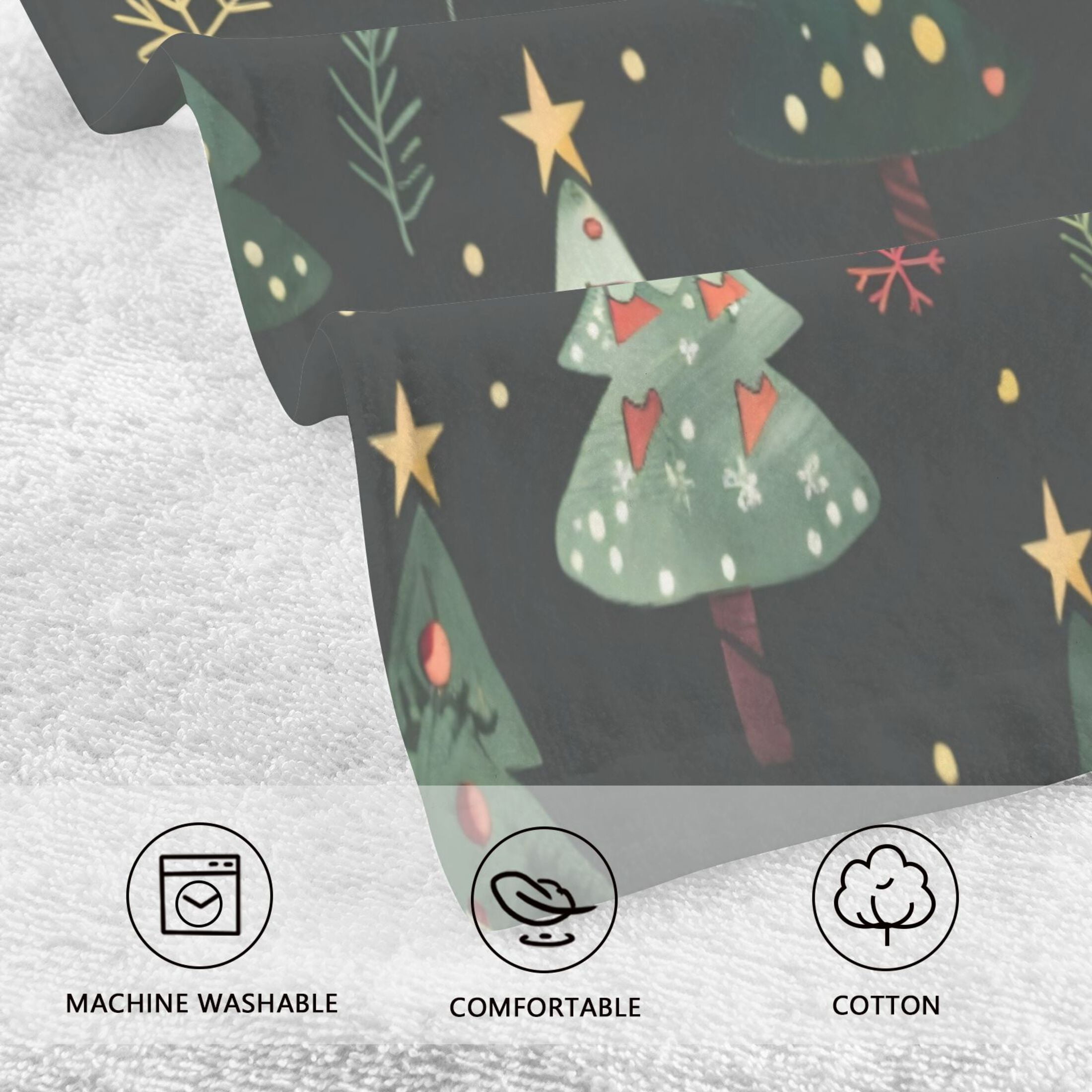 Cotton Towel Two-Piece 16x28 Inch One Sizex2 Face Towel Set Towel Set Cotton Hand Bath Towel Bathroom Beach Christmas Tree