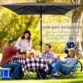 thumbnail image 2 of Sun-Ray 6.6x10 FT Rectangular Patio Umbrella with Push-Button Tilt and Hand Crank Canopy Lift, Table Umbrella with Solution Dyed Navy Fabric for Porch, Deck, Garden, and Swimming Pool, Grey, 2 of 7
