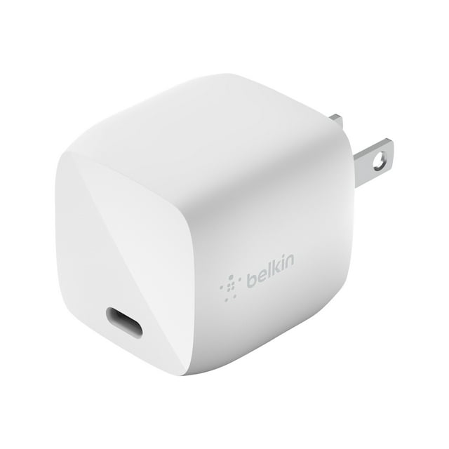Belkin BoostCharge - Adaptateur d'Alimentation - 30 Watts - Charge Rapide, PD (USB-C 24 Broches) - Blanc