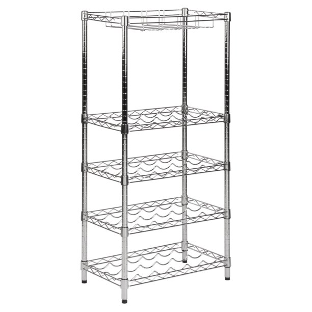 Honey Can Do 5Tier Wine Rack with 24 Wine Bottle Cradles, Chrome