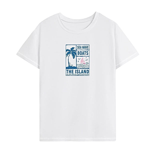 Camiseta para mujer, ropa deportiva de verano, ropa deportiva, camisa con cuello redondo para senderismo y desplazamientos L
