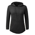 thumbnail image 7 of Aboser Women's Ribbed Knit Hoodie Sweaters Casual Long Sleeve Tunic Tops Drawstring Loose Fit Pullover Sweatshirts Fall Fashion Clothes Cozy Fleece Hoodies Black S, 7 of 7