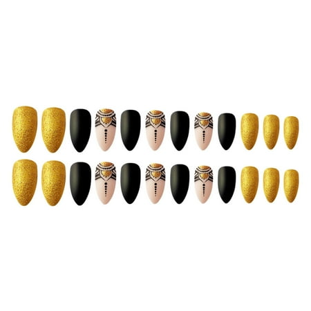 

24pcs Acrylic Nails Hand Painting Mosaic Color for Holiday/Date/Party Jelly Glue Model