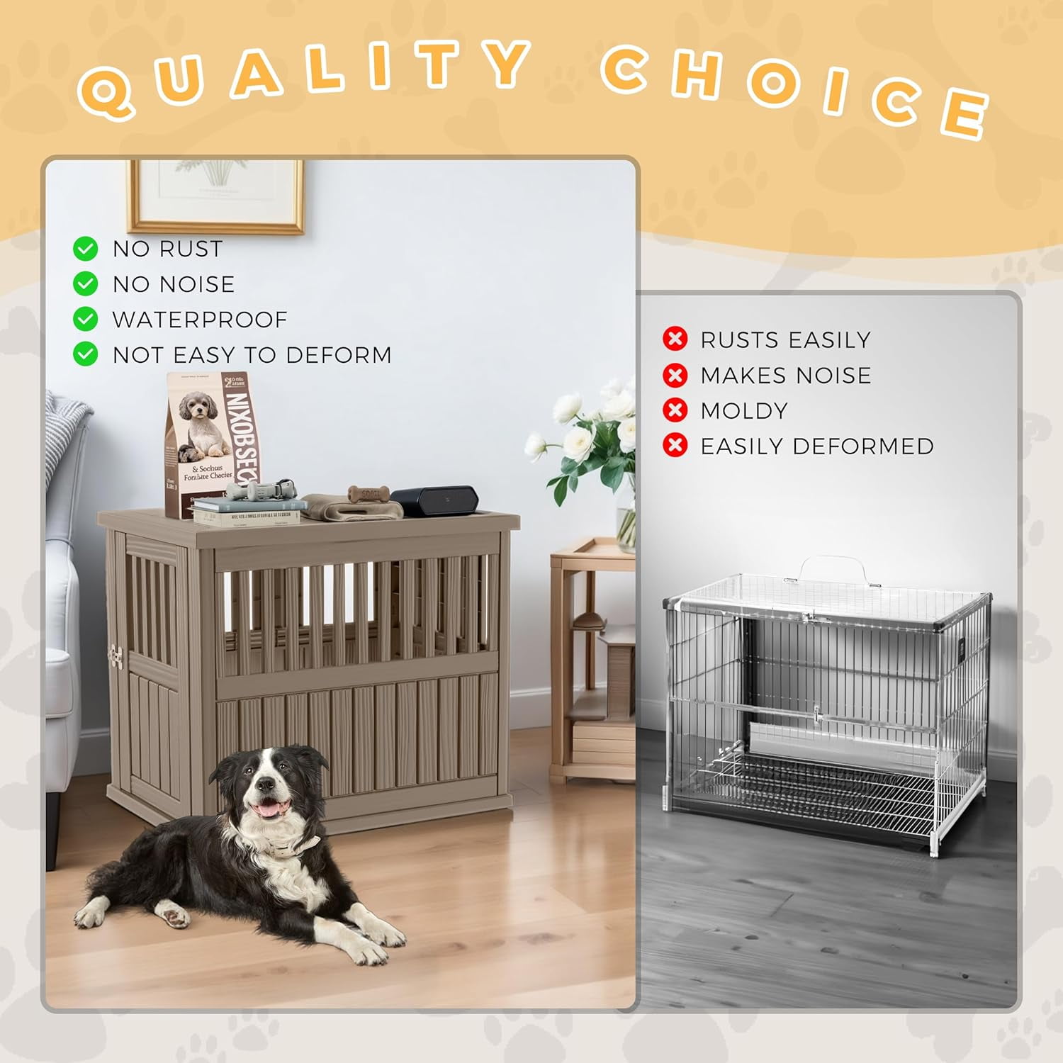 Dog Crate Furniture End Table Night Stand Furniture with Lockable Latch for Small to Large Dogs Side End Table, Modern Dogs Kennel Indoor