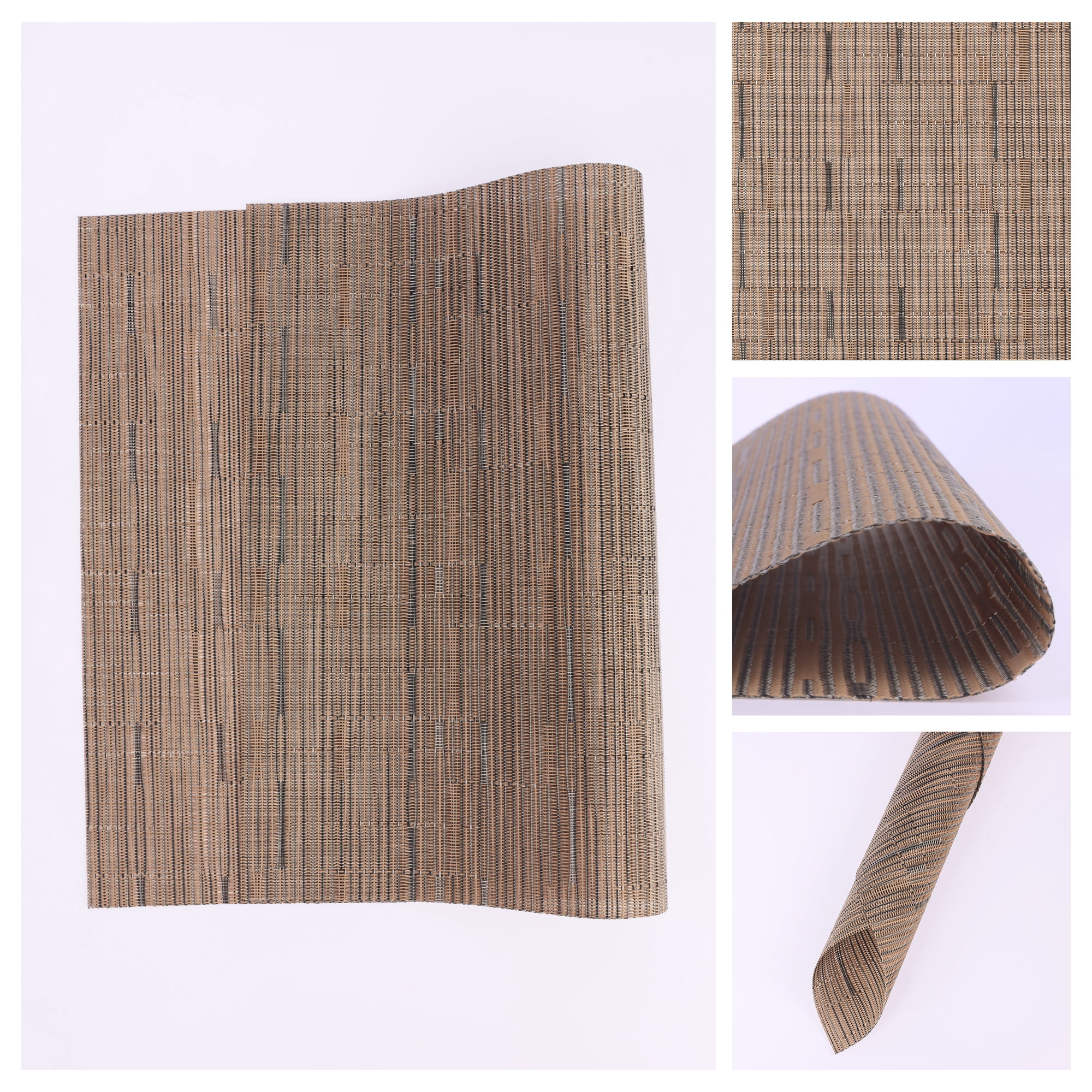 Unique Bargains 6pcs Placemats for Kitchen Dining Table Washable Wipeable Mat Light Brown