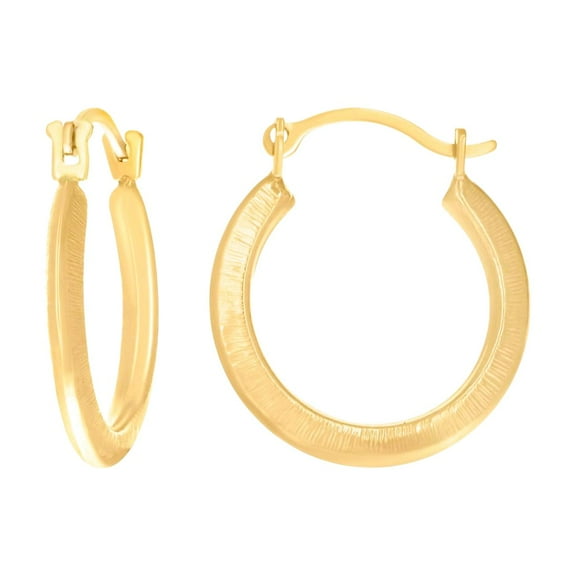 14k Yellow Gold Womens Fashion Hoop Earrings 16.3x14.6mm Wide Hoop Earring for Women - .5 Grams