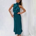 thumbnail image 3 of UPPADA Women's 2025 Summer Satin Dress Elegant Sleeveless Mock Neck Cocktail Party Maxi Dresses formal Dress for Wedding Guest Cocktail Party Sky Blue,XL, 3 of 7