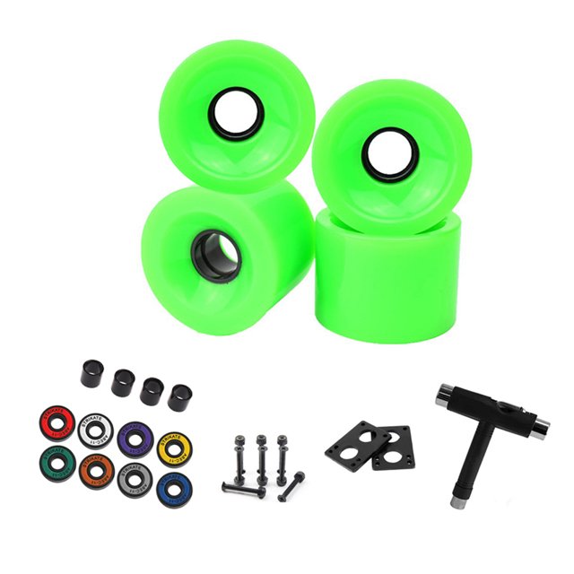 Soidarity Ruedas de monopatín de 51mm, rodamientos de rodillos de tabla larga, arandelas, juego de bujes de patinaje de calle, parque, deportes al aire Patinetes eléctricos Verde Soidarity OD020102-04